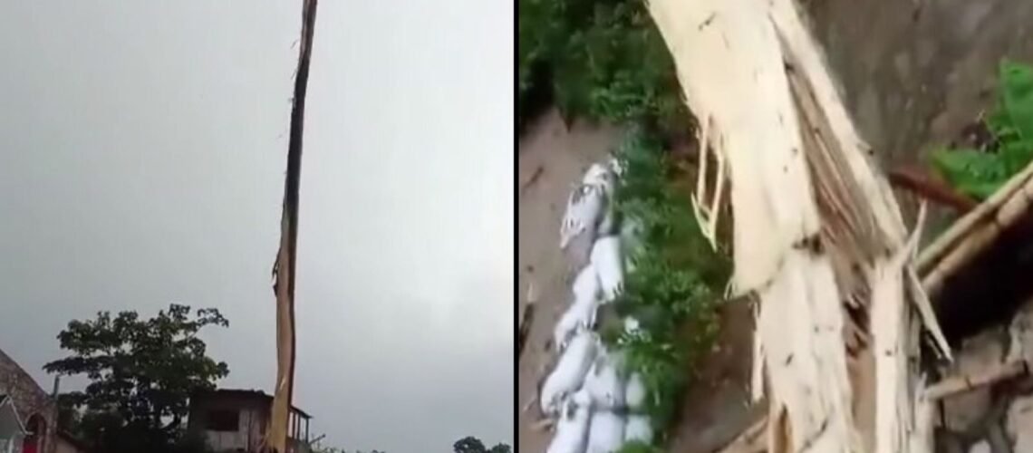 Rayo destruyó el poste ceremonial de los voladores en Puebla
