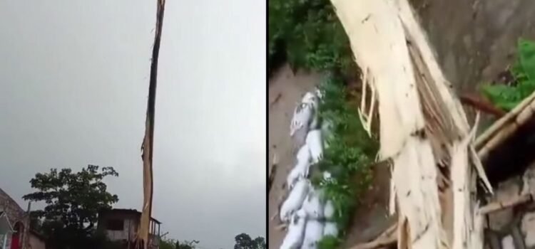 Rayo destruyó el poste ceremonial de los voladores en Puebla