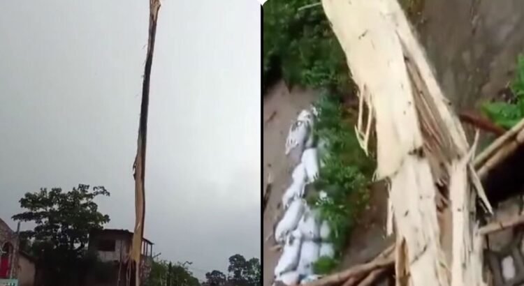 Rayo destruyó el poste ceremonial de los voladores en Puebla