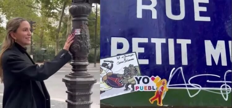 Critican a secretaria de Turismo de Puebla por pegar calcomanías promocionales en París Critican a secretaria de Turismo de Puebla por pegar calcomanías promocionales en París