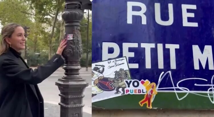 Critican a secretaria de Turismo de Puebla por pegar calcomanías promocionales en París